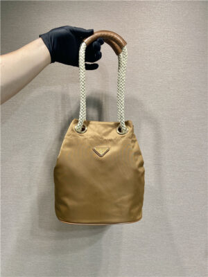 Prada Mariner Re-Nylon Small Bucket Bag 1BE082 Brandy