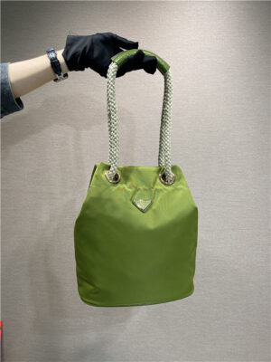 Prada Mariner Re-Nylon Small Bucket Bag 1BE082 Ivy Green