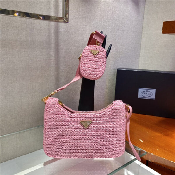 Prada Re-Edition 2005 Raffia Bag 1BH204 Pink