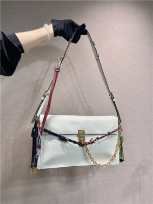 Prada Soft Sound large leather shoulder bag 1BD378 White