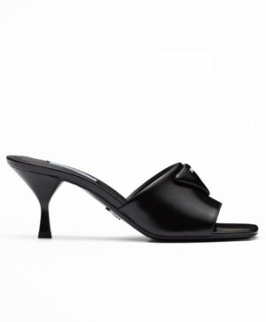 Prada Womens Brushed Leather Heeled Slides 1XX590