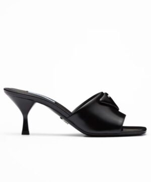 Prada Womens Brushed Leather Heeled Slides 1XX590