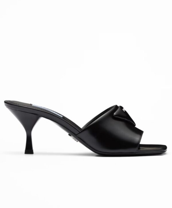 Prada Womens Brushed Leather Heeled Slides 1XX590