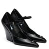Prada Womens Brushed Leather Pumps Black