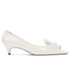Prada Womens Brushed Leather Pumps With Floral Appliques 1I300N