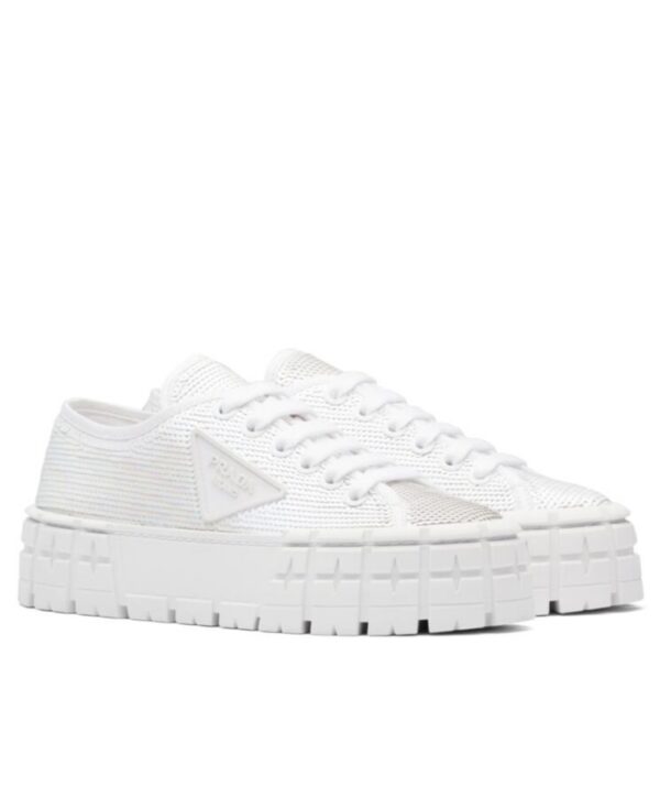 Prada Womens Double Wheel Sequin Sneakers