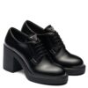 Prada Womens Heeled Brushed Leather Lace-ups Black