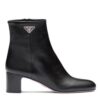 Prada Womens Leather Booties Black
