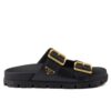Prada Womens Leather Strap Slides 1XX692 Black