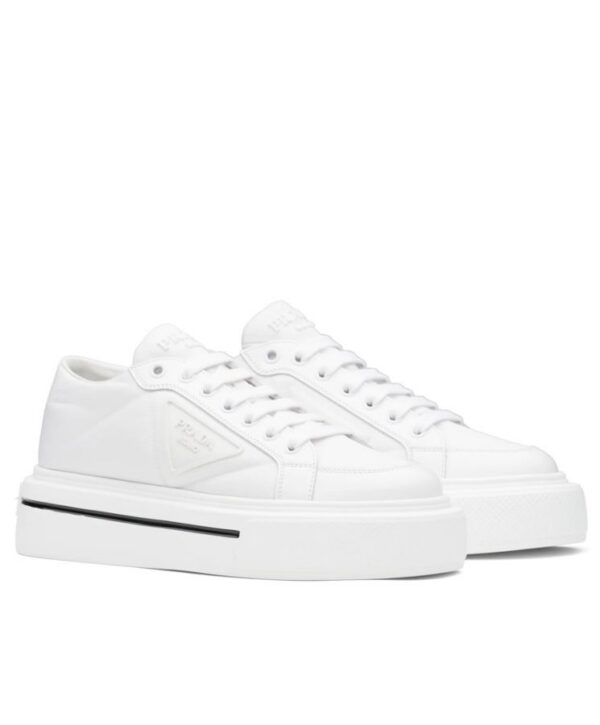 Prada Womens Macro Re-Nylon Recycled Nylon And Shiny Leather Sneakers