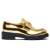 Prada Womens Metallic Leather Loafers 1D246M