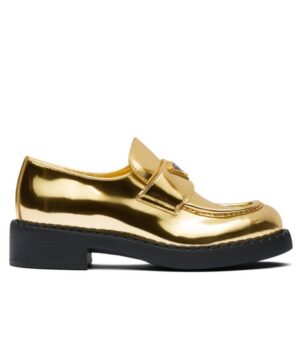Prada Womens Metallic Leather Loafers 1D246M