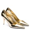 Prada Womens Metallic Leather Pumps Golden