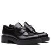 Prada Womens Monolith Brushed Leather Pointed Loafers