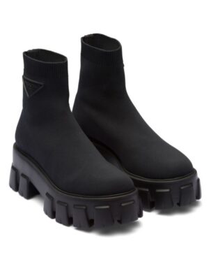 Prada Womens Monolith Knit Booties 1T115N Black