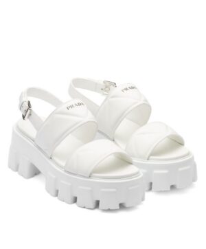 Prada Womens Monolith Leather Sandals 1X040N
