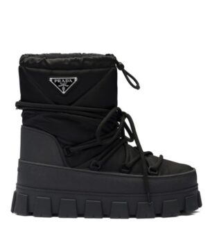 Prada Womens Nylon Gabardine Apres-ski Boots Black