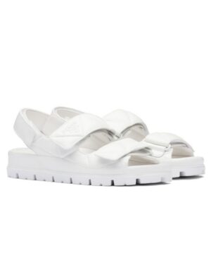 Prada Womens Padded Nappa Leather Sandals 1X721M White