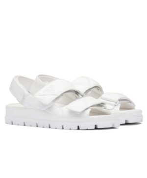 Prada Womens Padded Nappa Leather Sandals 1X721M White
