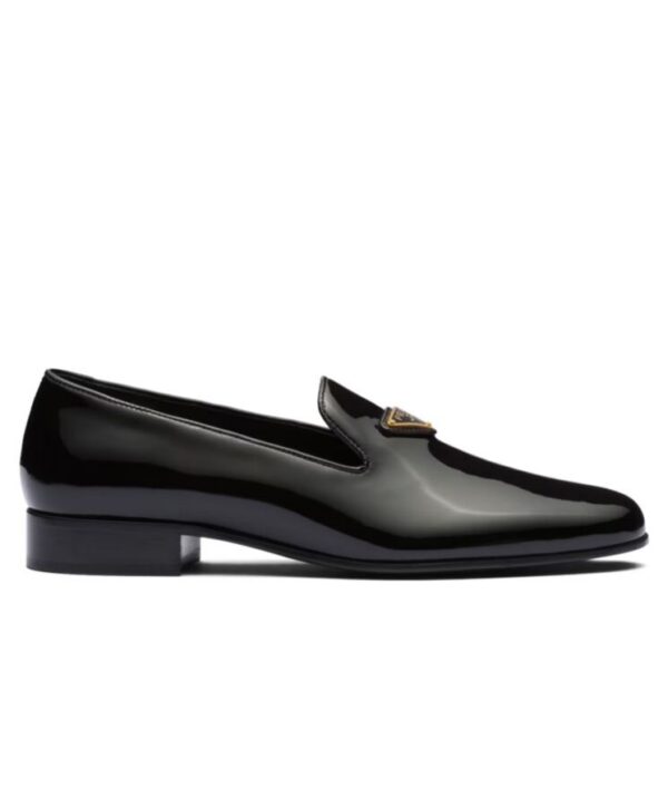 Prada Womens Patent Leather Loafers 1S365N Black