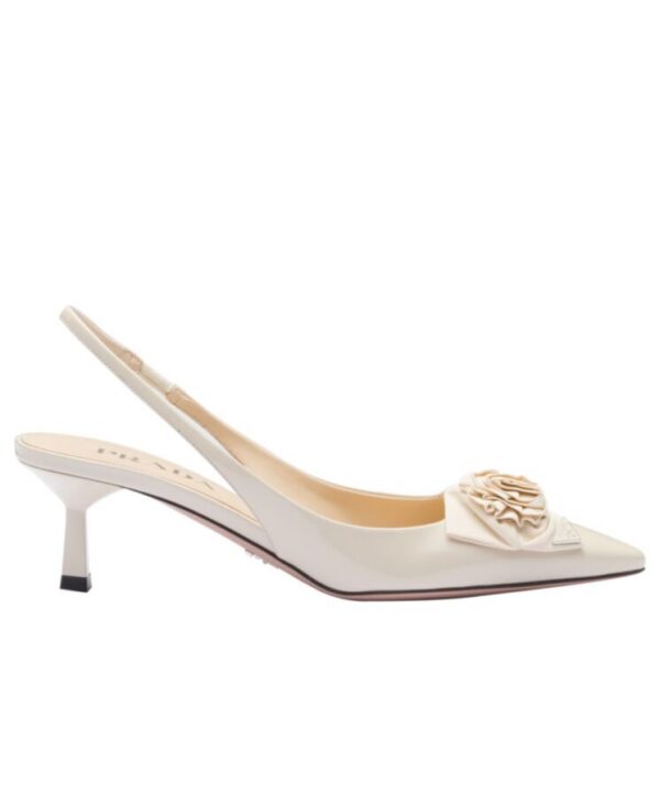 Prada Womens Patent-leather Slingback Pumps 1I174N White