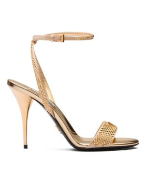 Prada Womens Satin Sandals With Crystals 1X022N Yellow