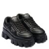 Prada Womens Soft Padded Nappa Leather Lace-up Shoes Black