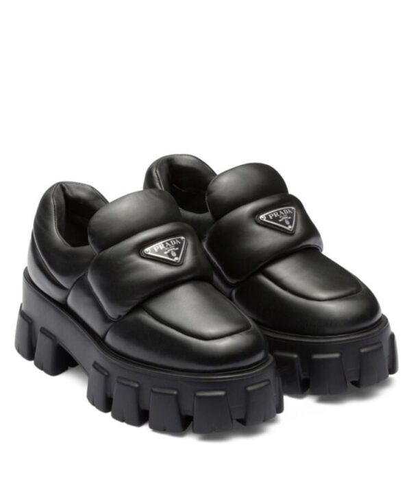 Prada Womens Soft Padded Nappa Leather Loafers Black