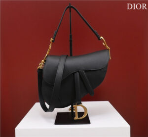Dior Saddle Bag With Strap M0455 Black Grained Calfskin