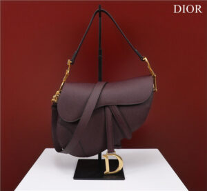 Dior Saddle Bag With Strap M0455 Burgundy Grained Calfskin