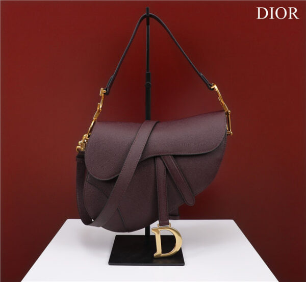 Dior Saddle Bag With Strap M0455 Burgundy Grained Calfskin