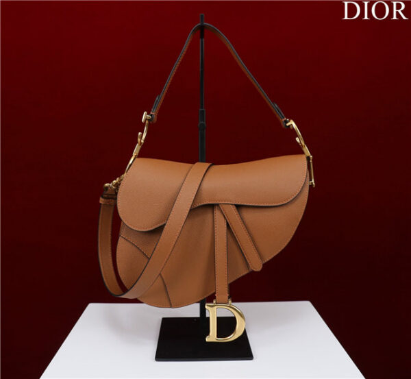 Dior Saddle Bag With Strap M0455 Golden Grained Calfskin