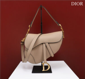 Dior Saddle Bag With Strap M0455 Sand-Colored Grained Calfskin