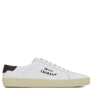 Saint Laurent Unisex Court Classic Sl06 Embroidered Sneakers In Leather White