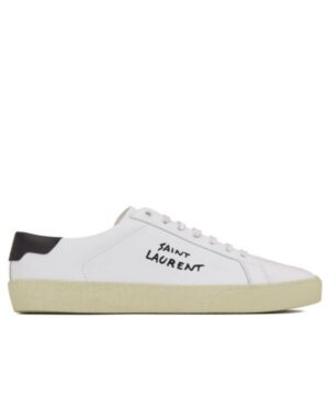 Saint Laurent Unisex Court Classic Sl06 Embroidered Sneakers In Leather White