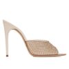 Saint Laurent Womens Blonde Mules In Rhinestones Mesh