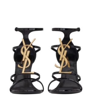 Saint Laurent Womens Cassandra Sandals In Patent Leather Black