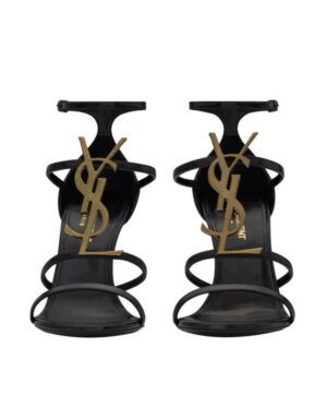 Saint Laurent Womens Cassandra Sandals In Smooth Leather Black