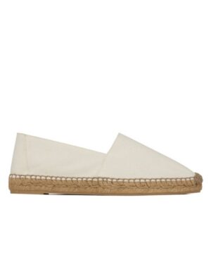 Saint Laurent Womens Cassandre Embroidered Espadrilles In Denim Cream