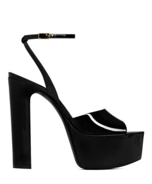 Saint Laurent Womens Jodie Platform Sandals In Patent Leather Black