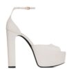Saint Laurent Womens Jodie Platform Sandals In Smooth Leather Cream