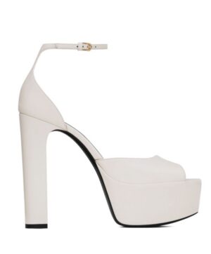 Saint Laurent Womens Jodie Platform Sandals In Smooth Leather Cream