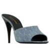 Saint Laurent Womens La 16 Mules In Cassandre Denim Dark Blue