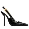 Saint Laurent Womens Lee Slingback Pumps In Crocodile-Embossed Leather Black