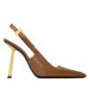 Saint Laurent Womens Lee Slingback Pumps In Glazed Leather