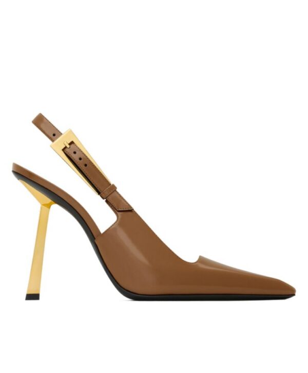 Saint Laurent Womens Lee Slingback Pumps In Glazed Leather