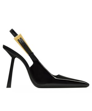 Saint Laurent Womens Lee Slingback Pumps In Patent Leather Black