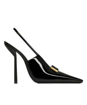 Saint Laurent Womens Madame Slingback Pumps In Patent Leather Black