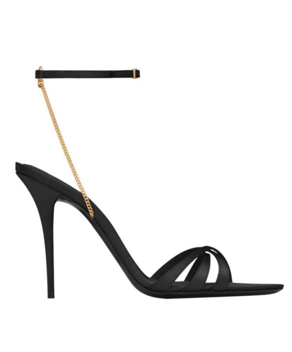 Saint Laurent Womens Melody Sandals In Crepe Satin Black