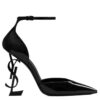 Saint Laurent Womens Opyum Dorsay Pumps In Patent Leather With Black Heel Black
